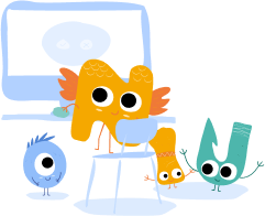 Illustration de personnages en forme de lettres de l'alphabtet, utilisant Lalilo sur un ordinateur