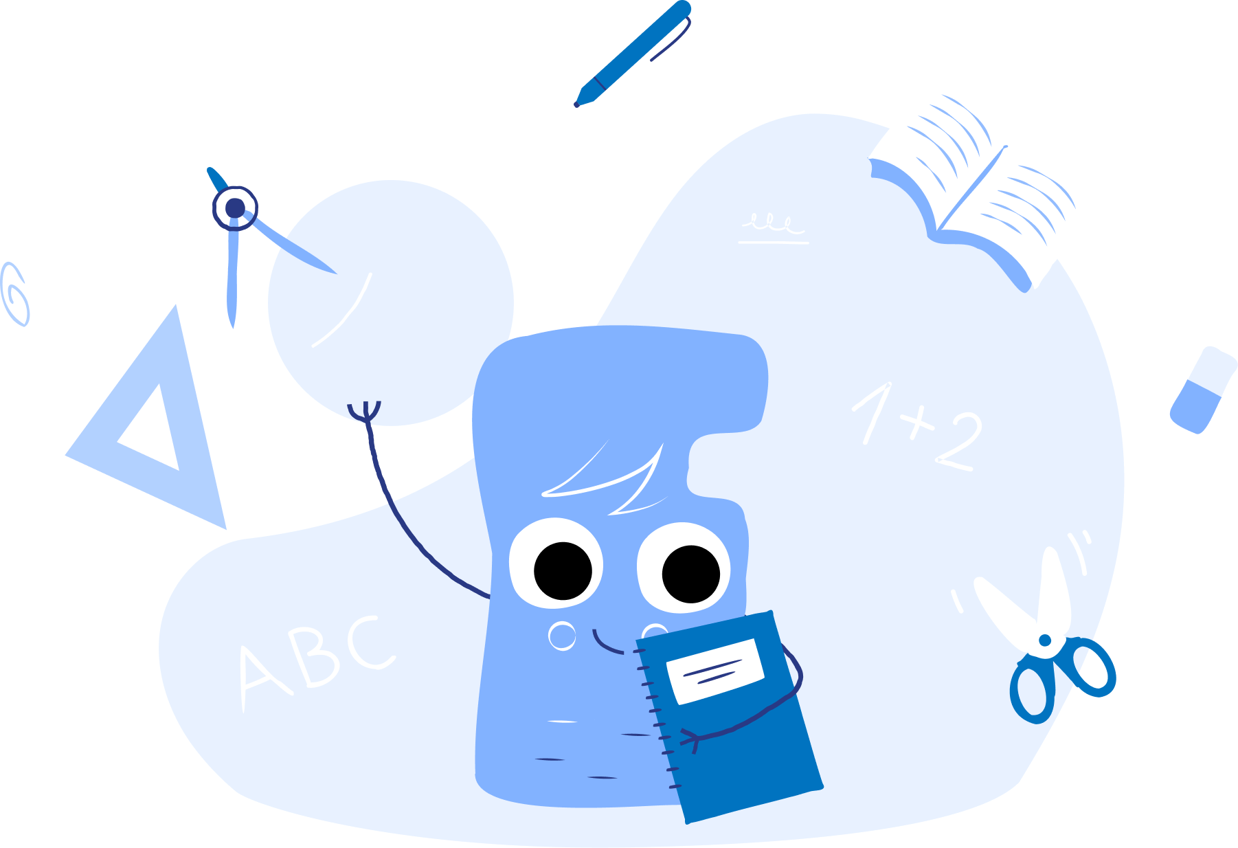 Blue character "letter E"